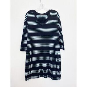 T By Talbots Navy And Light Blue Striped Dress Size Small
